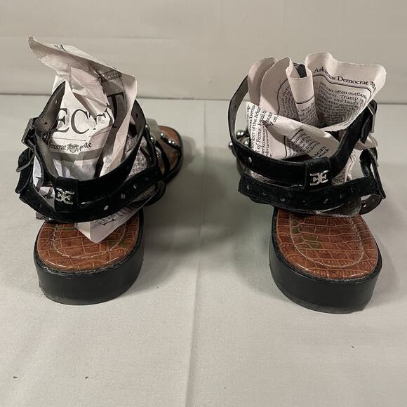 SAM EDELMAN Women's ELISA Black Suede Gladiator Silver Stud Sandals Size US 10M - Picture 4 of 10